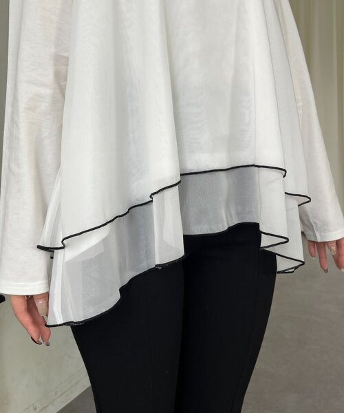 prose verse（プロズヴェール）の「裾バイカラーティアードロンT（Tシャツ/カットソー・レディース・オフホワイト/ブラック・LARGE/MEDIUM）」の11枚目の写真