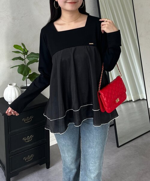 prose verse（プロズヴェール）の「裾バイカラーティアードロンT（Tシャツ/カットソー・レディース・オフホワイト/ブラック・LARGE/MEDIUM）」の13枚目の写真