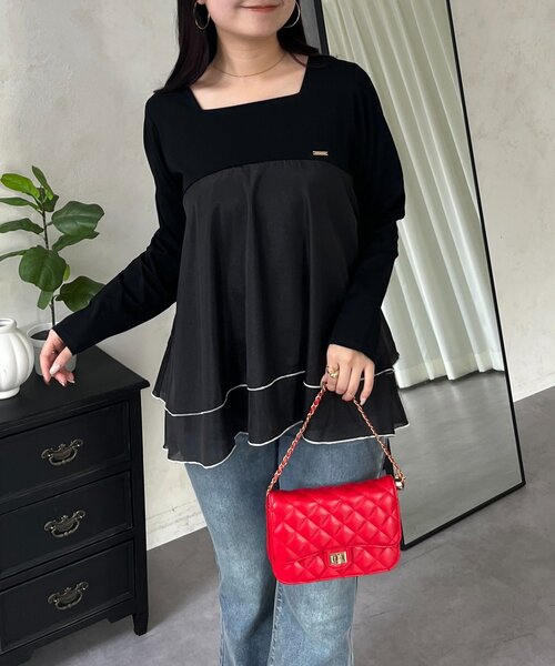 prose verse（プロズヴェール）の「裾バイカラーティアードロンT（Tシャツ/カットソー・レディース・オフホワイト/ブラック・LARGE/MEDIUM）」の19枚目の写真