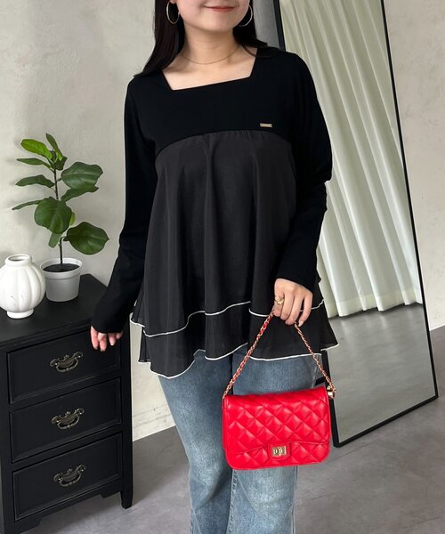 prose verse（プロズヴェール）の「裾バイカラーティアードロンT（Tシャツ/カットソー・レディース・オフホワイト/ブラック・LARGE/MEDIUM）」の20枚目の写真