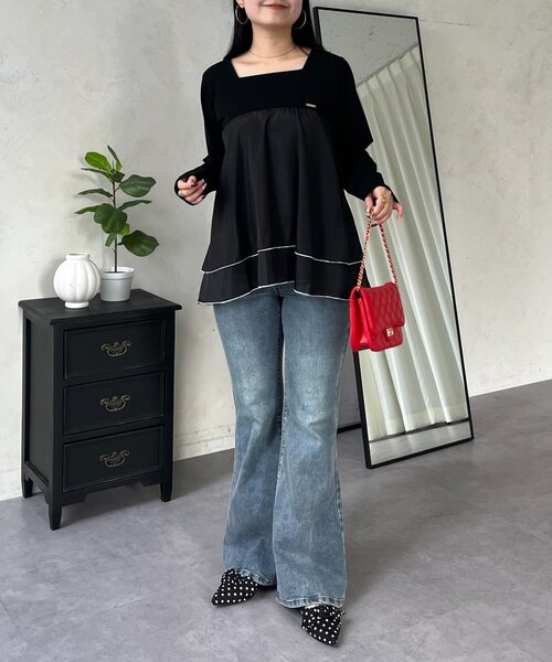 prose verse（プロズヴェール）の「裾バイカラーティアードロンT（Tシャツ/カットソー・レディース・オフホワイト/ブラック・LARGE/MEDIUM）」の21枚目の写真