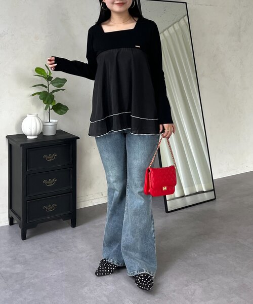 prose verse（プロズヴェール）の「裾バイカラーティアードロンT（Tシャツ/カットソー・レディース・オフホワイト/ブラック・LARGE/MEDIUM）」の22枚目の写真