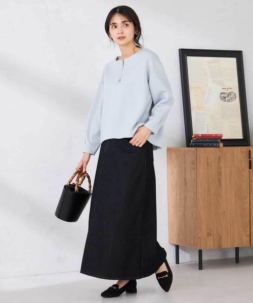 a.v.v（アーヴェヴェ）の「ZIP付きダンボールプルオーバー（スウェット・レディース・アイボリー/ダークインディゴブルー/ネイビー・36/38/40）」の7枚目の写真