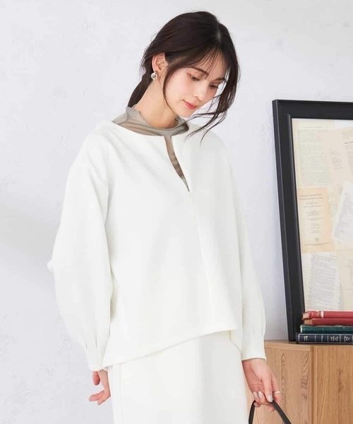 a.v.v（アーヴェヴェ）の「ZIP付きダンボールプルオーバー（スウェット・レディース・アイボリー/ダークインディゴブルー/ネイビー・36/38/40）」の20枚目の写真