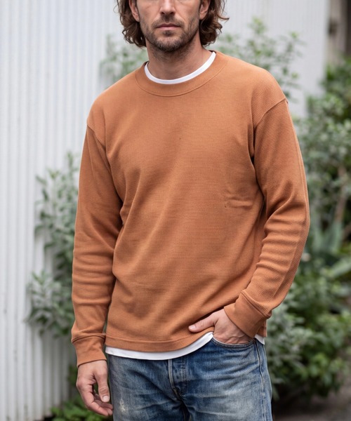 BAY SIDE(ベイサイド)の「【T16】【BAYSIDE/ベイサイド】WAFFLE KNIT THERMAL L/S WITH CUFF A-8205(Tシャツ/カットソー・メンズ・キャメル・LARGE)」の1枚目の写真