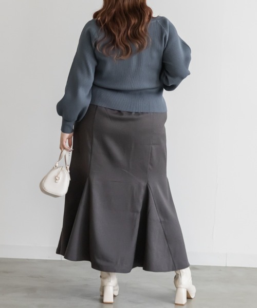 CLETTE（クレット）の「CLETTEオリジナルレースレイヤード風フロントボタンニット（ニット/セーター・レディース・チャコールグレー/ブルー/ピンク・4L/3L/LL）」の10枚目の写真