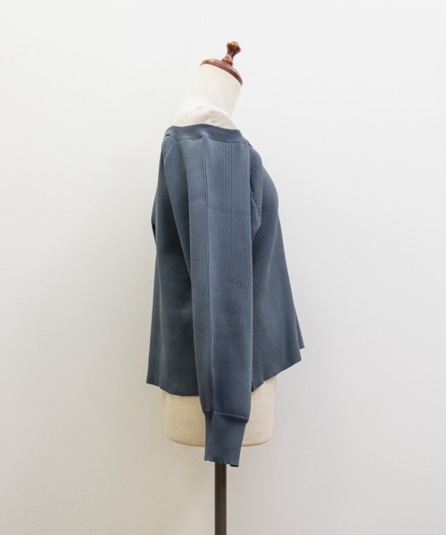 CLETTE（クレット）の「CLETTEオリジナルレースレイヤード風フロントボタンニット（ニット/セーター・レディース・チャコールグレー/ブルー/ピンク・4L/3L/LL）」の16枚目の写真