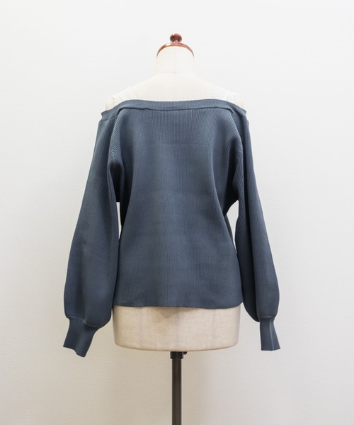 CLETTE（クレット）の「CLETTEオリジナルレースレイヤード風フロントボタンニット（ニット/セーター・レディース・チャコールグレー/ブルー/ピンク・4L/3L/LL）」の17枚目の写真