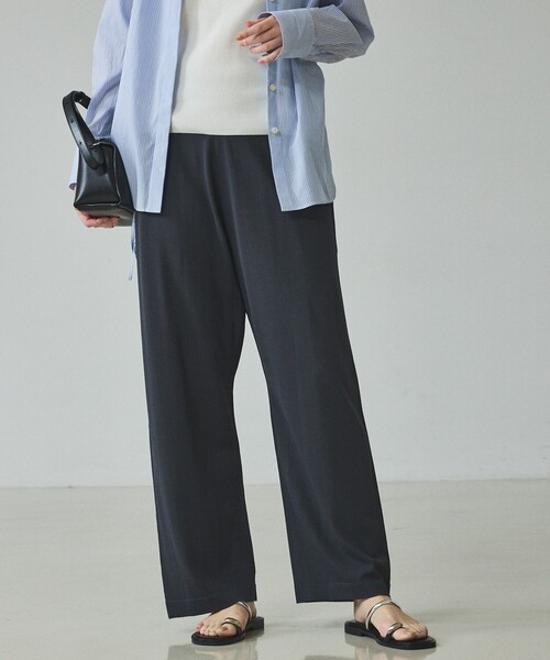 qualite（カリテ）の「【接触冷感】レーヨンストレッチニットパンツ/春服/夏服/オフィスカジュアル/セットアップ（その他パンツ・レディース・チャコールグレー/グレー・38/36）」の2枚目の写真