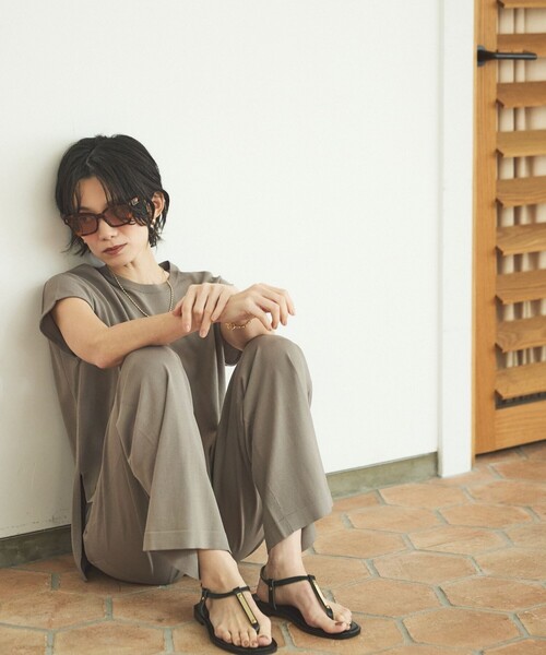 qualite（カリテ）の「【接触冷感】レーヨンストレッチニットパンツ/春服/夏服/オフィスカジュアル/セットアップ（その他パンツ・レディース・チャコールグレー/グレー・38/36）」の8枚目の写真