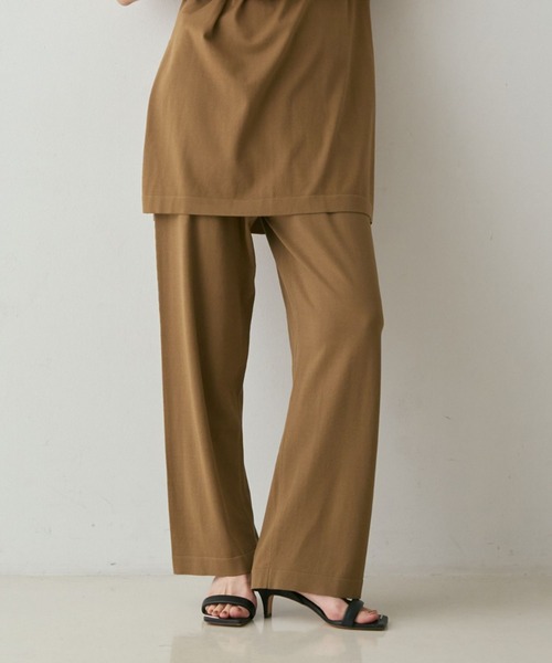 qualite(カリテ)の「【接触冷感】レーヨンストレッチニットパンツ 春服 夏服 オフィスカジュアル セットアップ(その他パンツ・レディース・チャコールグレー/グレー/グレー系その他2/ダークベージュ・38/36)」の4枚目の写真