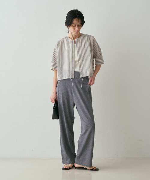 qualite(カリテ)の「【接触冷感】レーヨンストレッチニットパンツ 春服 夏服 オフィスカジュアル セットアップ(その他パンツ・レディース・チャコールグレー/グレー/グレー系その他2/ダークベージュ・38/36)」の5枚目の写真