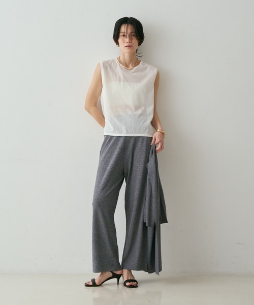 qualite(カリテ)の「【接触冷感】レーヨンストレッチニットパンツ 春服 夏服 オフィスカジュアル セットアップ(その他パンツ・レディース・チャコールグレー/グレー/グレー系その他2/ダークベージュ・38/36)」の10枚目の写真