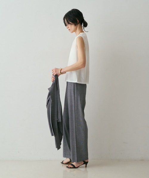 qualite(カリテ)の「【接触冷感】レーヨンストレッチニットパンツ 春服 夏服 オフィスカジュアル セットアップ(その他パンツ・レディース・チャコールグレー/グレー/グレー系その他2/ダークベージュ・38/36)」の11枚目の写真