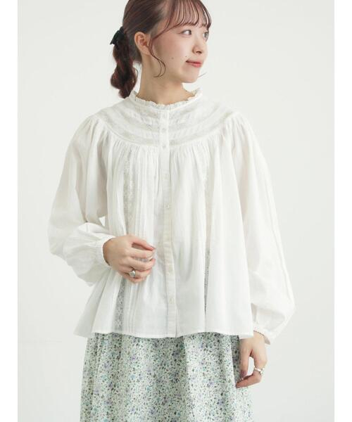 TSUHARU by Samansa Mos2（ツハルバイサマンサモスモス）の「リバーレースラウンド切替ブラウス（シャツ/ブラウス・レディース・ブラック/オフホワイト・F）」の2枚目の写真