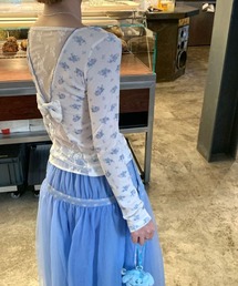 meJane | 小花柄バックレースリボンカットソー(Tシャツ/カットソー)