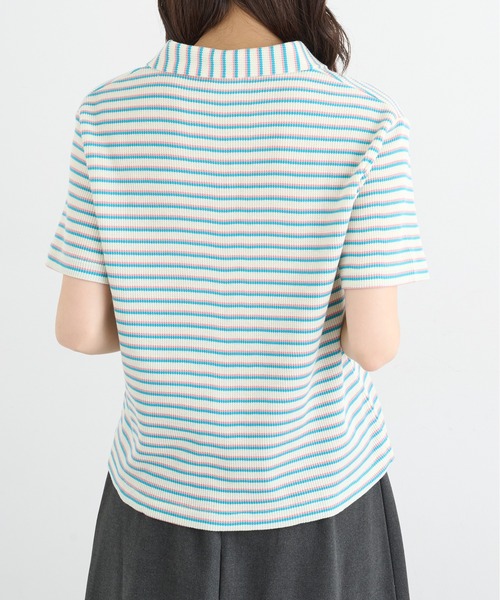 Healthknit(ヘルスニット)の「【Healthknit】26SS Multi Border Waffle Skipper Polo S/S 682S(ポロシャツ・レディース・アイボリー系1/ライム/ブラウン系1・FREE)」の9枚目の写真