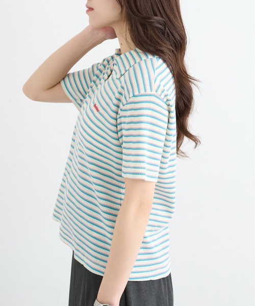 Healthknit(ヘルスニット)の「【Healthknit】26SS Multi Border Waffle Skipper Polo S/S 682S(ポロシャツ・レディース・アイボリー系1/ライム/ブラウン系1・FREE)」の8枚目の写真