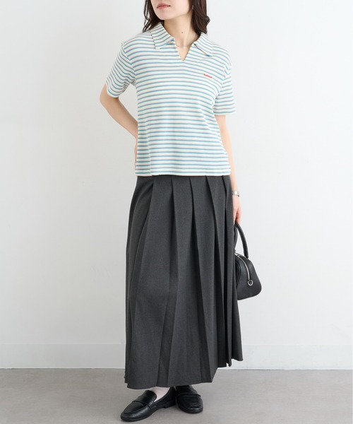 Healthknit(ヘルスニット)の「【Healthknit】26SS Multi Border Waffle Skipper Polo S/S 682S(ポロシャツ・レディース・アイボリー系1/ライム/ブラウン系1・FREE)」の11枚目の写真
