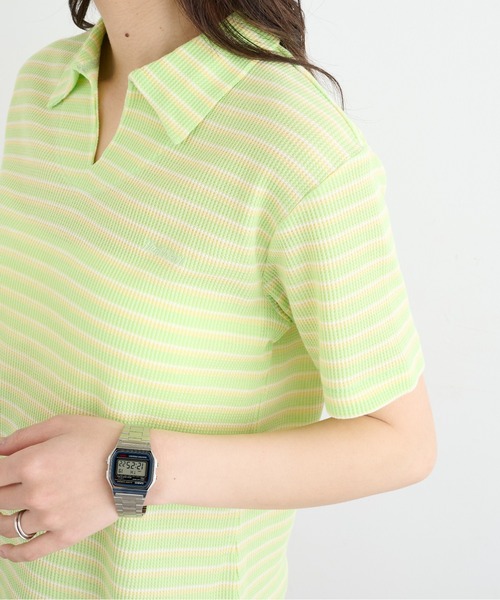 Healthknit(ヘルスニット)の「【Healthknit】26SS Multi Border Waffle Skipper Polo S/S 682S(ポロシャツ・レディース・アイボリー系1/ライム/ブラウン系1・FREE)」の17枚目の写真