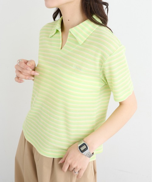 Healthknit(ヘルスニット)の「【Healthknit】26SS Multi Border Waffle Skipper Polo S/S 682S(ポロシャツ・レディース・アイボリー系1/ライム/ブラウン系1・FREE)」の18枚目の写真