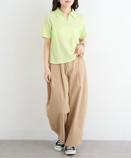 Healthknit(ヘルスニット)の「【Healthknit】26SS Multi Border Waffle Skipper Polo S/S 682S(ポロシャツ・レディース・アイボリー系1/ライム/ブラウン系1・FREE)」の22枚目の写真