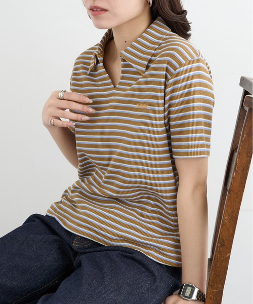 Healthknit(ヘルスニット)の「【Healthknit】26SS Multi Border Waffle Skipper Polo S/S 682S(ポロシャツ・レディース・アイボリー系1/ライム/ブラウン系1・FREE)」の12枚目の写真