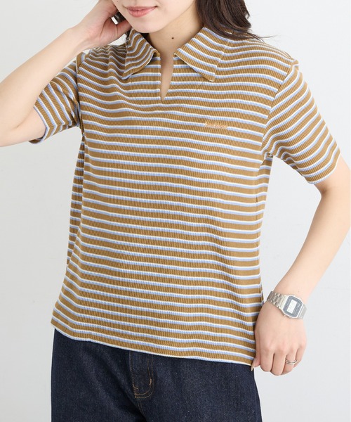 Healthknit(ヘルスニット)の「【Healthknit】26SS Multi Border Waffle Skipper Polo S/S 682S(ポロシャツ・レディース・アイボリー系1/ライム/ブラウン系1・FREE)」の14枚目の写真