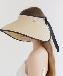 HALDEN(�n���f��)��wide ribbon logo pendant raffia sun visor (C010_ivory)(�T���o�C�U�[)
