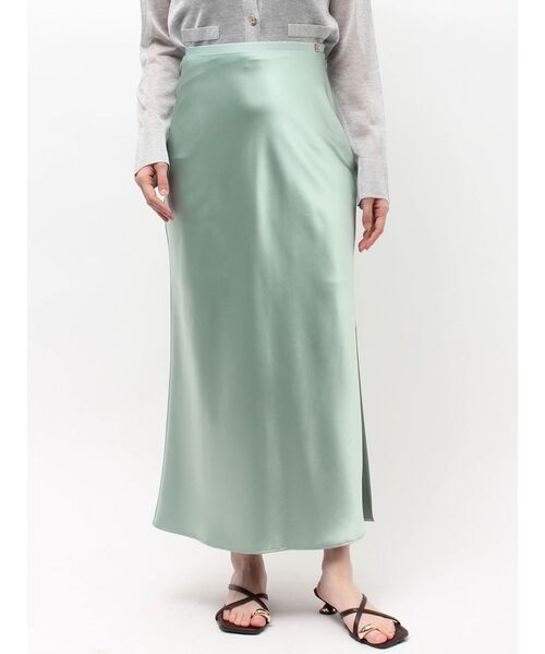 LAGUNAMOON（ラグナムーン）の「スリットサテンナロースカート（スカート・レディース・イエロー/アイボリー/ミント・MEDIUM/SMALL）」の2枚目の写真