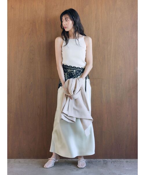 LAGUNAMOON（ラグナムーン）の「スリットサテンナロースカート（スカート・レディース・イエロー/アイボリー/ミント・MEDIUM/SMALL）」の8枚目の写真