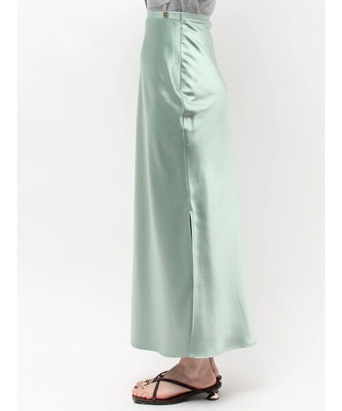 接触冷感】スリットサテンナロースカート 【春服】【オフィス