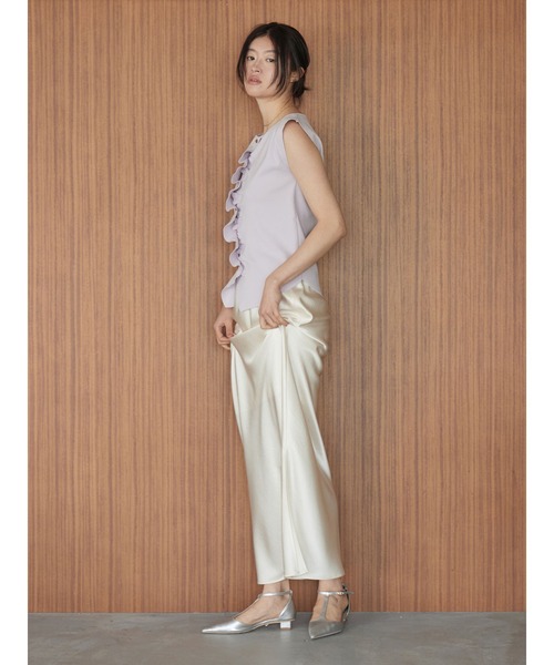 LAGUNAMOON(ラグナムーン)の「【接触冷感】スリットサテンナロースカート 【夏服】【オフィスカジュアル】(スカート・レディース・イエロー/アイボリー/ミント・MEDIUM/SMALL)」の8枚目の写真