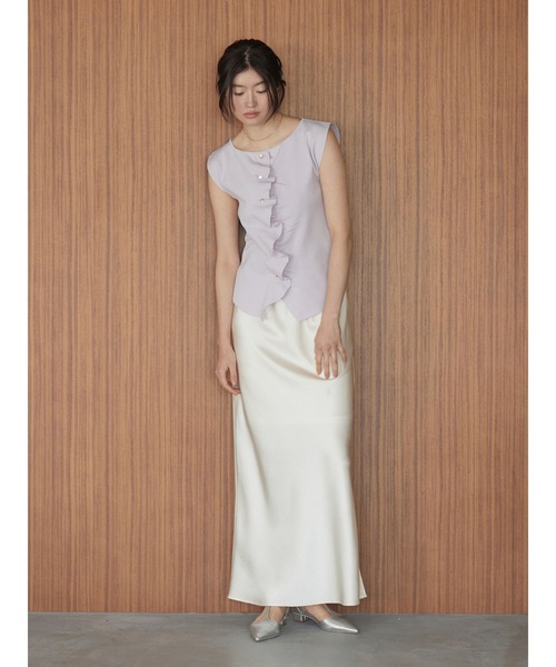 LAGUNAMOON(ラグナムーン)の「【接触冷感】スリットサテンナロースカート 【夏服】【オフィスカジュアル】(スカート・レディース・イエロー/アイボリー/ミント・MEDIUM/SMALL)」の6枚目の写真