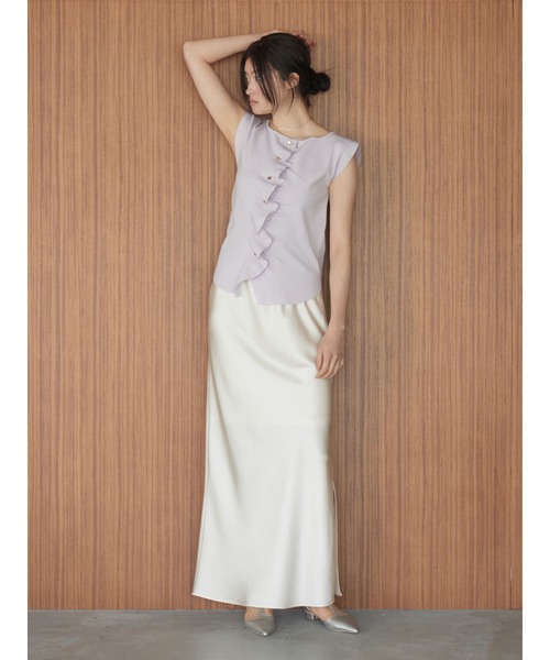 LAGUNAMOON(ラグナムーン)の「【接触冷感】スリットサテンナロースカート 【夏服】【オフィスカジュアル】(スカート・レディース・イエロー/アイボリー/ミント・MEDIUM/SMALL)」の7枚目の写真