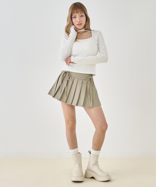 ANAP(アナップ)の「クロスチョーカーネックサムホールリブトップス(Tシャツ/カットソー・レディース・ライトブルー/ブラック/グレー/オフホワイト・F)」の8枚目の写真