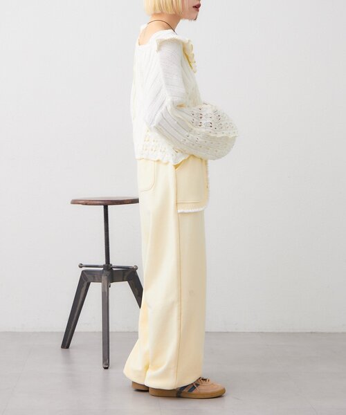 w closet（ダブルクローゼット）の「透かし編みフリルニット（パーカー・レディース・イエロー/ネイビー/グリーン/グレー/アイボリー・FREE）」の17枚目の写真