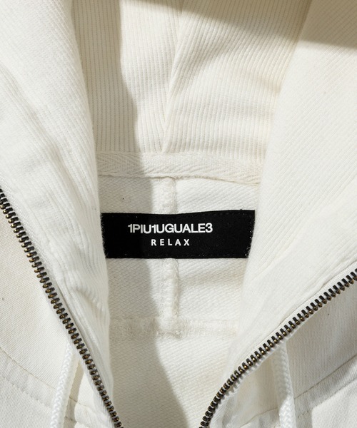 1PIU1UGUALE3  RELAX （ウノピゥウノウグァーレトレ リラックス）の「1PIU1UGUALE3 RELAX(ウノピゥウノウグァーレトレ リラックス)ダメージジョグデニムパーカー（パーカー・メンズ・ブラック/ホワイト・S/M/L/XL/XXL）」の6枚目の写真