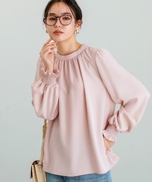 White Collection | 【 ディテール映え 】ソフトツイル・袖口シャーリングフレアブラウス(シャツ/ブラウス)