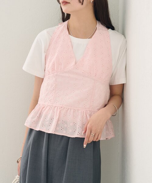 mystic（ミスティック）の「コットン刺繍ホルターネック（シャツ/ブラウス・レディース・オフホワイト/ピンク/ブラック・FREE）」の3枚目の写真