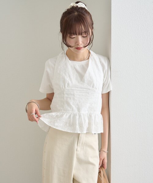 mystic（ミスティック）の「コットン刺繍ホルターネック（シャツ/ブラウス・レディース・オフホワイト/ピンク/ブラック・FREE）」の18枚目の写真