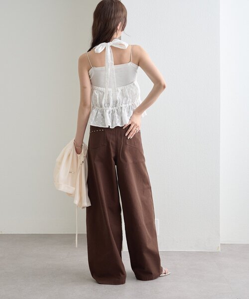 mystic（ミスティック）の「コットン刺繍ホルターネック（シャツ/ブラウス・レディース・オフホワイト/ピンク/ブラック・FREE）」の21枚目の写真