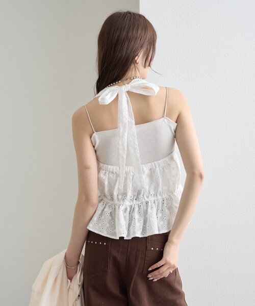 mystic（ミスティック）の「コットン刺繍ホルターネック（シャツ/ブラウス・レディース・オフホワイト/ピンク/ブラック・FREE）」の22枚目の写真