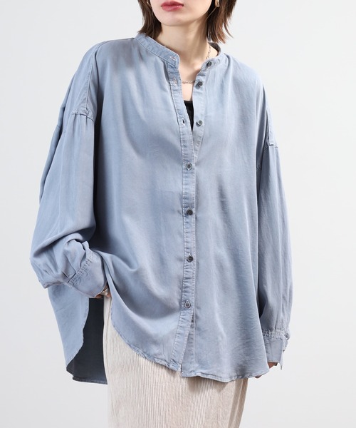 hunch（ハンチ）の「hunch テンセルデニムオーバーシャツ 長袖（シャツ/ブラウス・レディース・ブルー/グレー/ホワイト/ブルー系その他・FREE）」の4枚目の写真