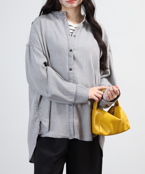 hunch（ハンチ）の「hunch テンセルデニムオーバーシャツ 長袖（シャツ/ブラウス・レディース・ブルー/グレー/ホワイト/ブルー系その他・FREE）」の3枚目の写真