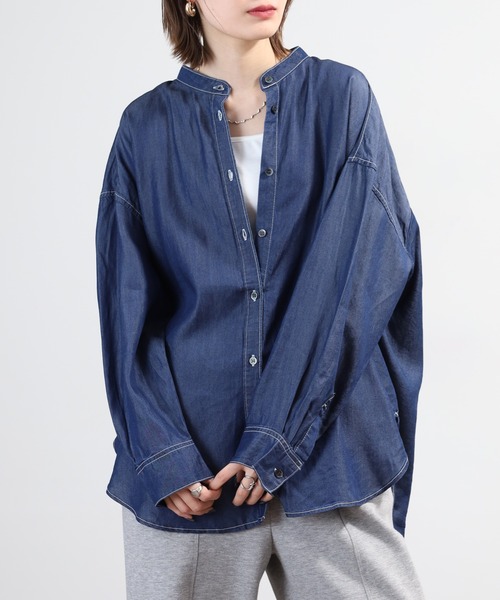 hunch（ハンチ）の「hunch テンセルデニムオーバーシャツ 長袖（シャツ/ブラウス・レディース・ブルー/グレー/ホワイト/ブルー系その他・FREE）」の19枚目の写真