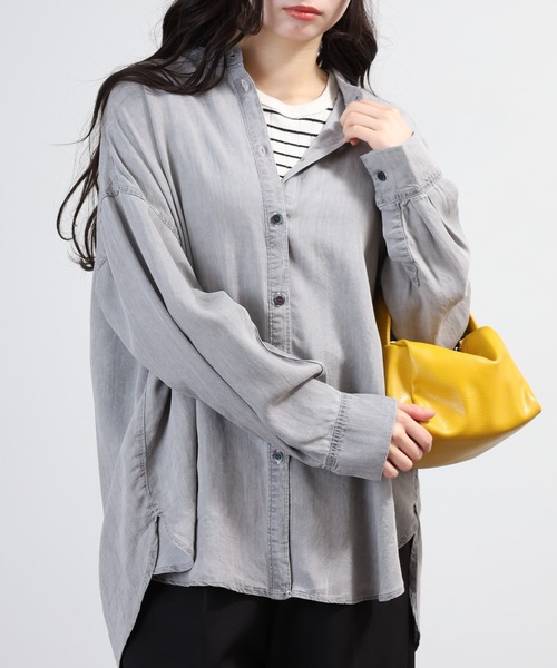 hunch（ハンチ）の「hunch テンセルデニムオーバーシャツ 長袖（シャツ/ブラウス・レディース・ブルー/グレー/ホワイト/ブルー系その他・FREE）」の7枚目の写真
