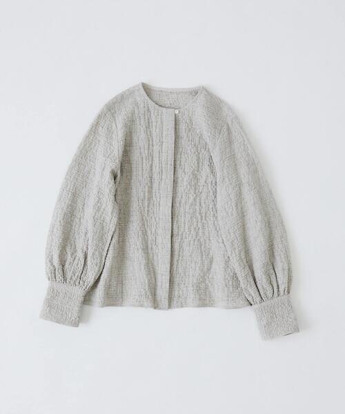 conges payes ADIEU TRISTESSE(コンジェ ペイエ アデュートリステス)の「ワッフルラウンドカラーシャツ(シャツ/ブラウス・レディース・ベージュ系その他/ブラック系その他/ブルー系その他・38)」の2枚目の写真