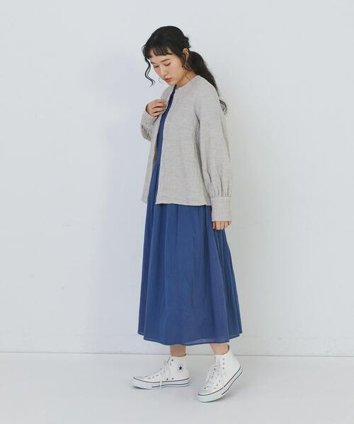conges payes ADIEU TRISTESSE(コンジェ ペイエ アデュートリステス)の「ワッフルラウンドカラーシャツ(シャツ/ブラウス・レディース・ベージュ系その他/ブラック系その他/ブルー系その他・38)」の4枚目の写真