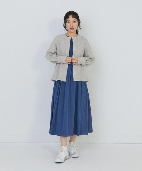 conges payes ADIEU TRISTESSE(コンジェ ペイエ アデュートリステス)の「ワッフルラウンドカラーシャツ(シャツ/ブラウス・レディース・ベージュ系その他/ブラック系その他/ブルー系その他・38)」の6枚目の写真